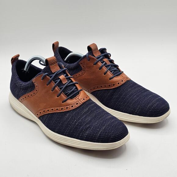 Cole Haan Shoes Mens 11.5 Grand OS Oxford Navy Brown Quiet Luxury Workwear - Picture 1 of 7